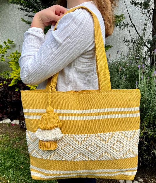 Casa Tlapali Large Boho Tote in “Sunshine Yellow”