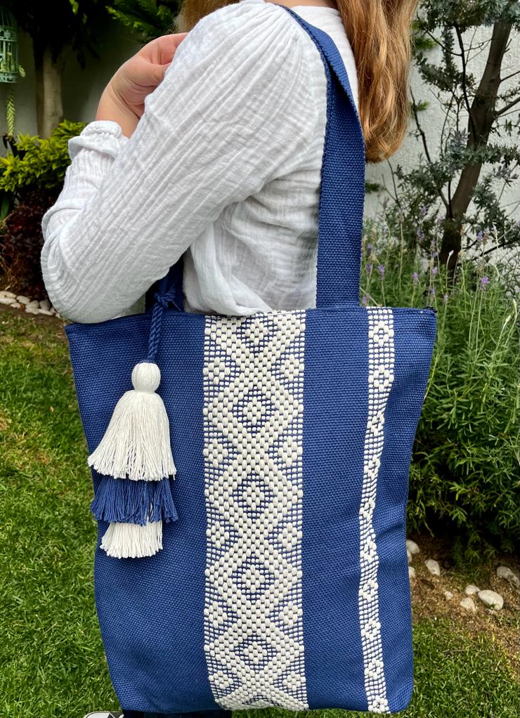 Casa Tlapali Navy Boho Tote Large