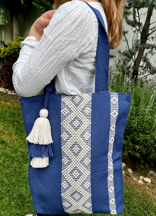 Casa Tlapali Navy Boho Tote Large