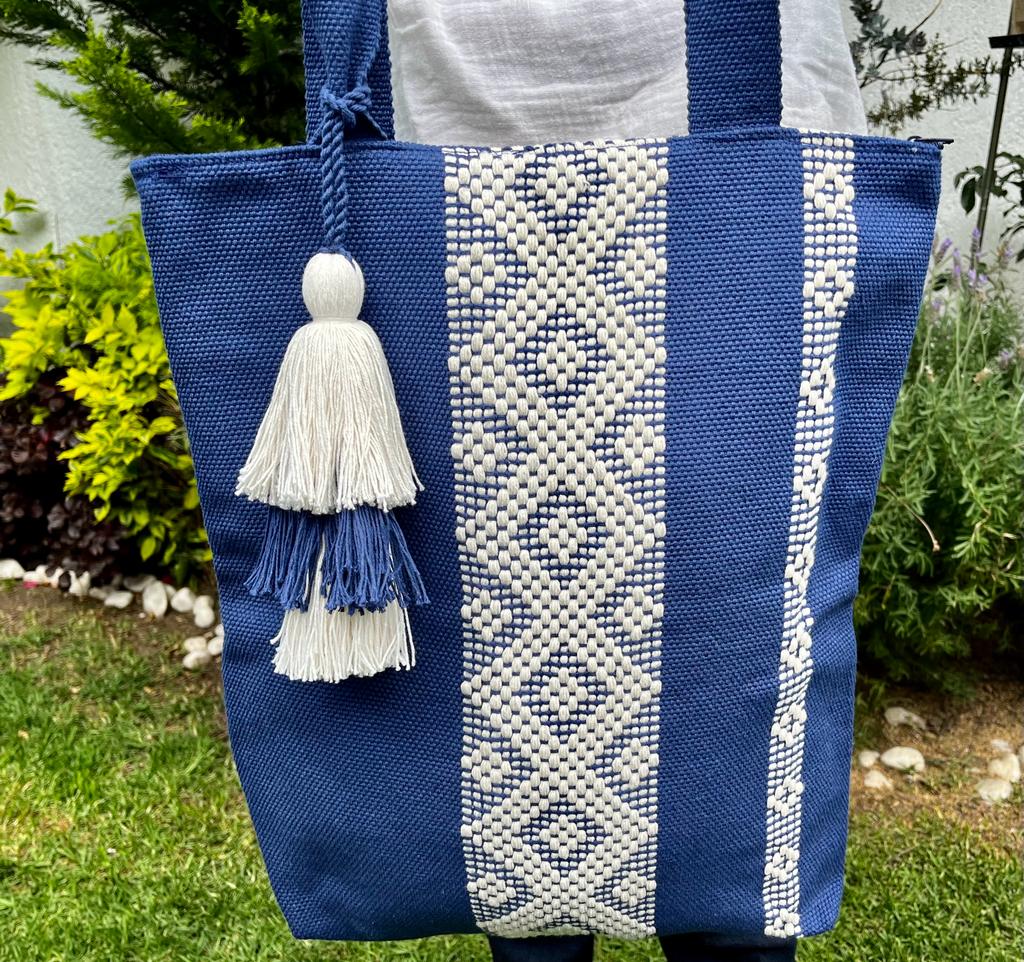 Casa Tlapali Navy Boho Tote Large