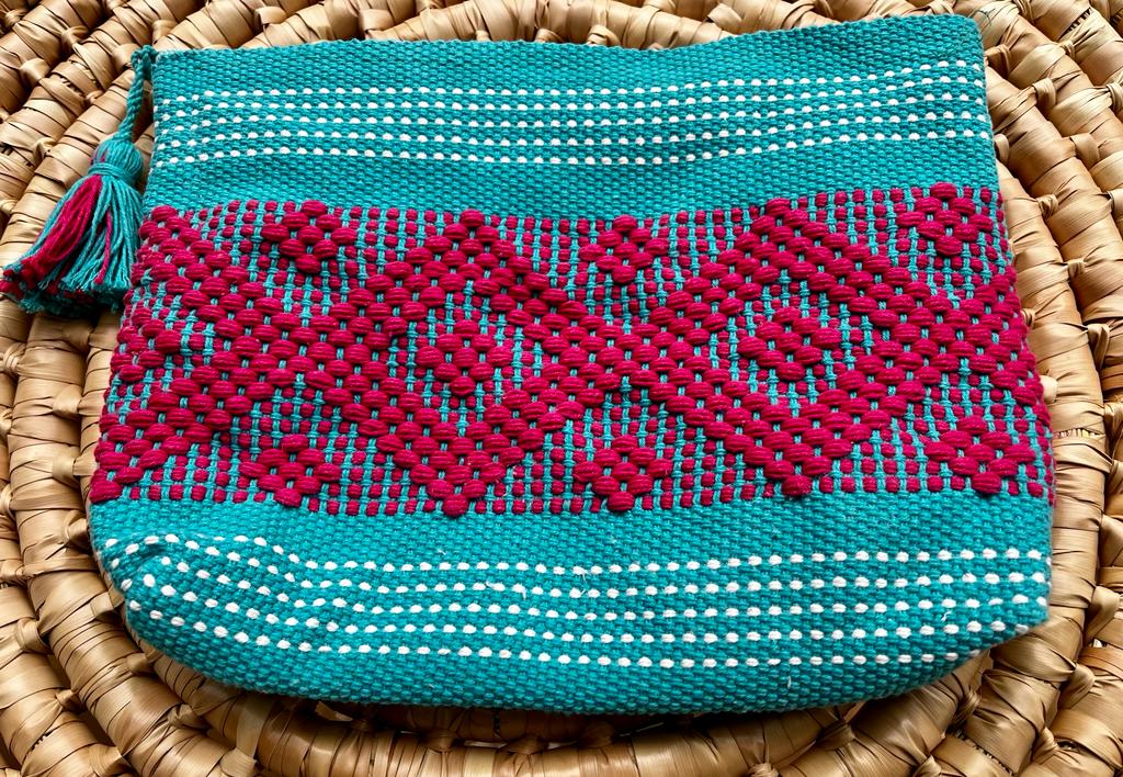 Casa Tlapali Oaxaca Clutch: Turquoise and Fuchsia