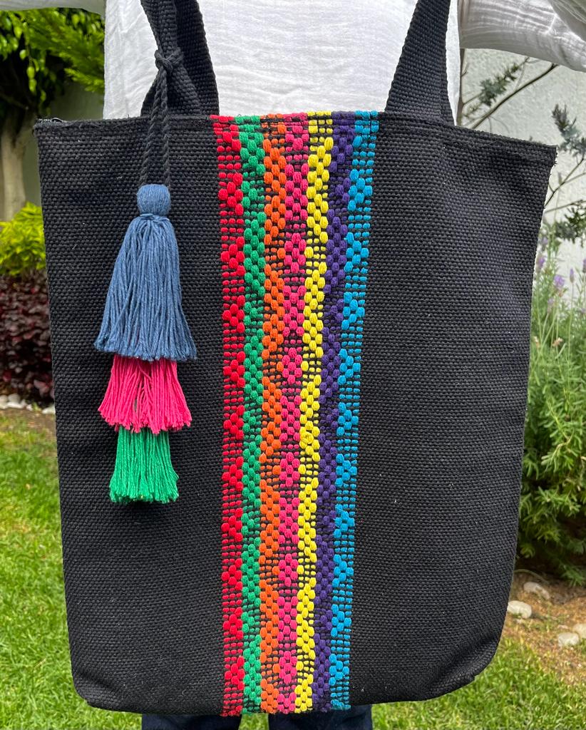 Casa Tlapali Black Boho Tote Large