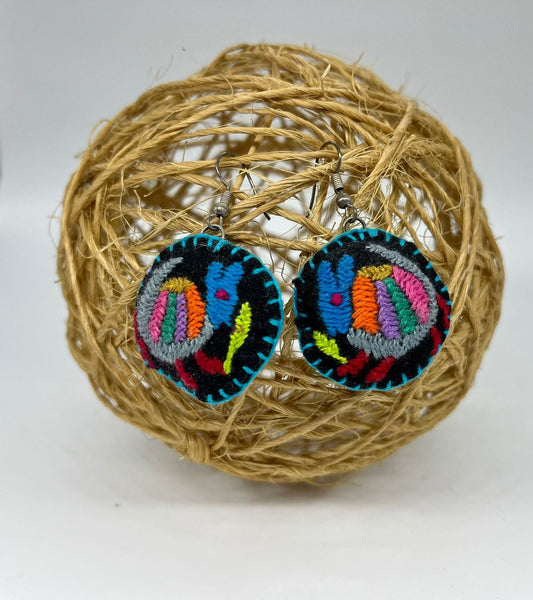 Casa Tlapali Otomi Rabbit Embroidered Earrings