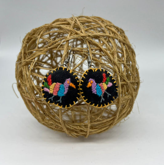 Casa Tlapali Otomi Bird Embroidered Earrings