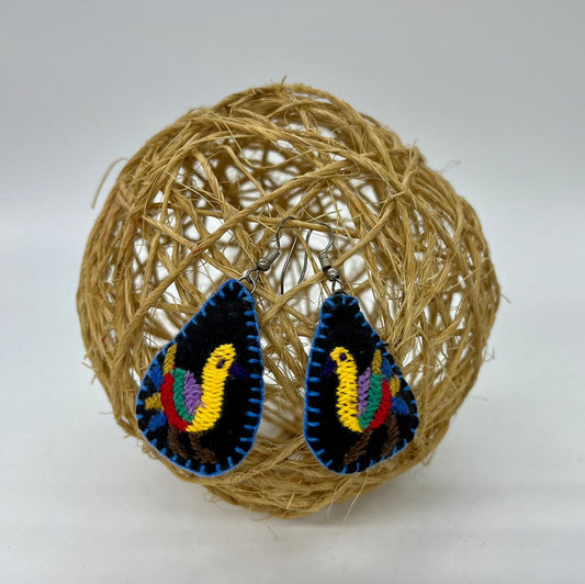 Casa Tlapali Otomi Bird Embroidered Earrings