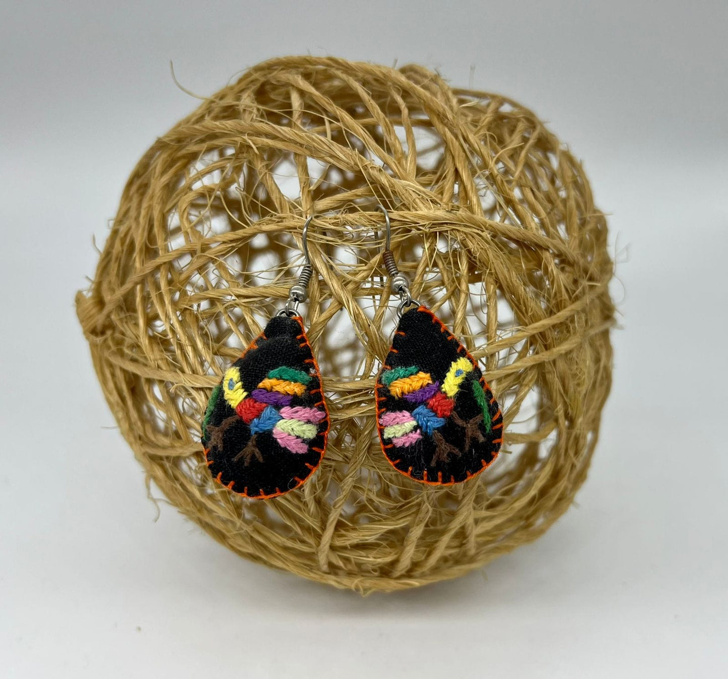 Casa Tlapali Otomi Bird Embroidered Earrings