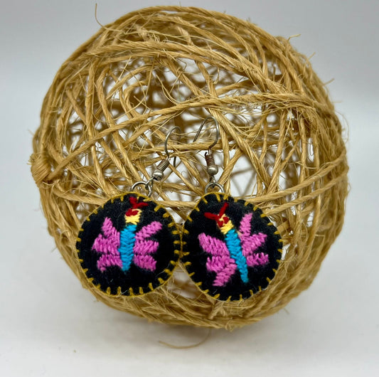 Casa Tlapali Otomi Butterfly Embroidered Earrings