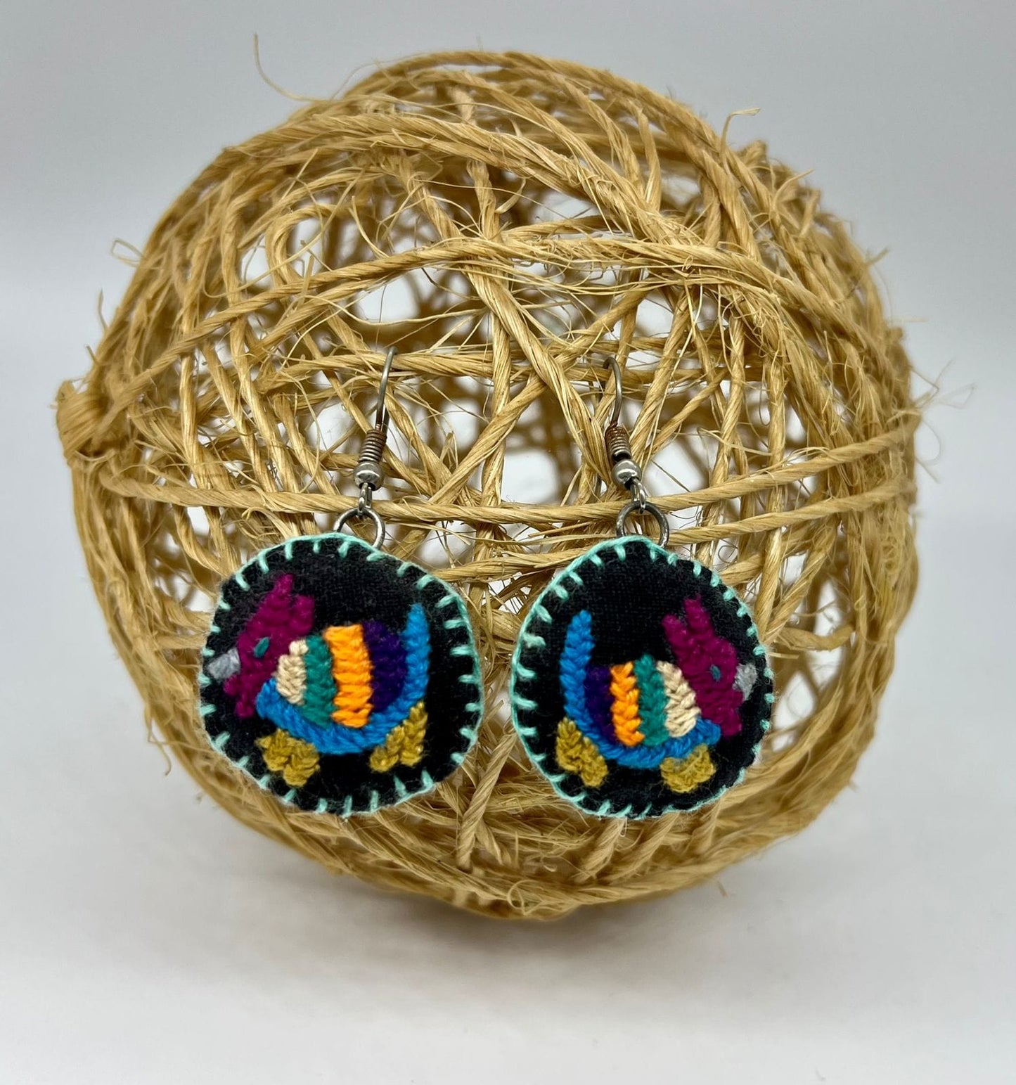 Casa Tlapali Otomi Dog Embroidered Earrings