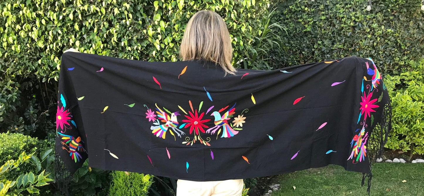 Casa Tlapali Hand-Embroidered Shawl