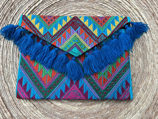 Casa Tlapali Embroidered Clutch with Tassels